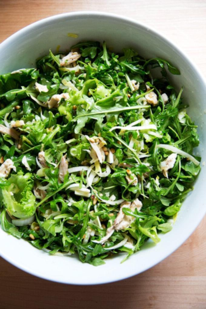 roast chicken arugula salad