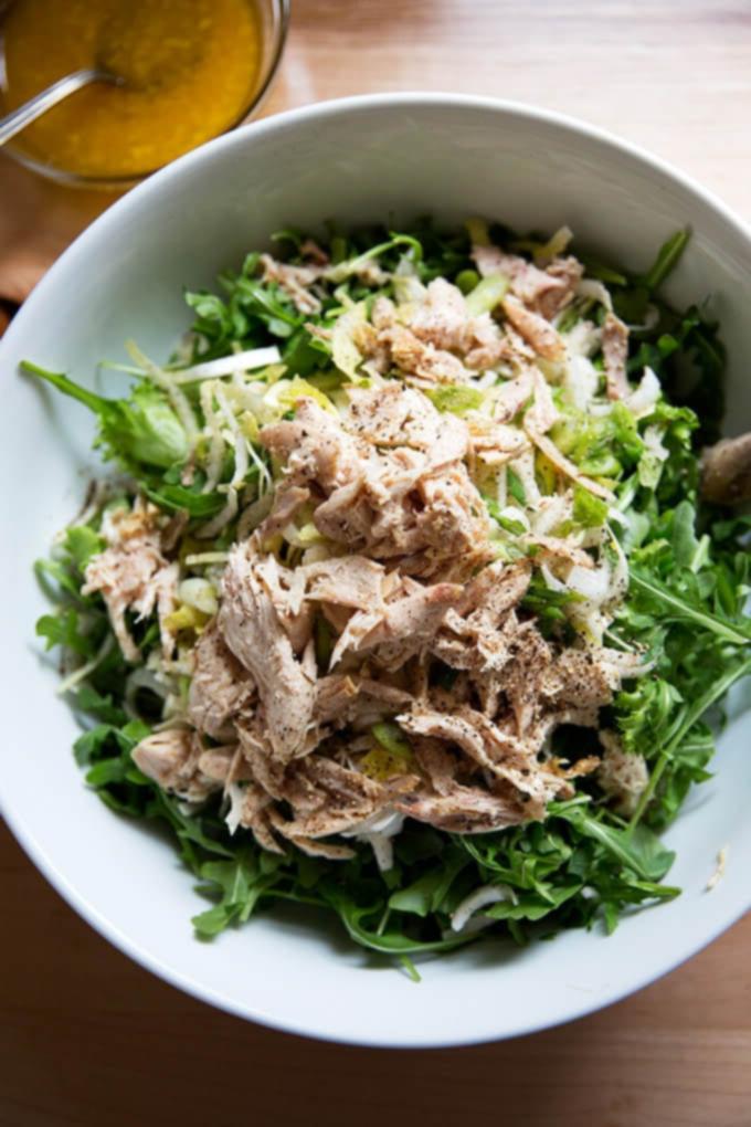 roast chicken arugula salad