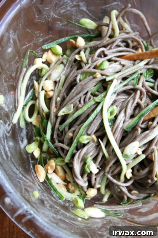 Λατρεύω την απλότητα αυτής της σαλάτας soba noodle: τα νουντλς και τα αγγούρια σε μπαστουνάκια δένουν αρμονικά σε μια σάλτσα φυστικοβούτυρου, ενώ μια χούφτα φιστίκια προσφέρουν την τέλεια τραγανότητα. Η σάλτσα φυστικοβούτυρου είναι πικάντικη, γλυκιά, αλμυρή και ξινή, αγγίζοντας όλες τις αισθήσεις που κάνουν κάθε πιάτο που τη συνοδεύει τόσο ακαταμάχητο. // alexandracooks.com Σαλάτα με νουντλς soba και σάλτσα φυστικοβούτυρου
