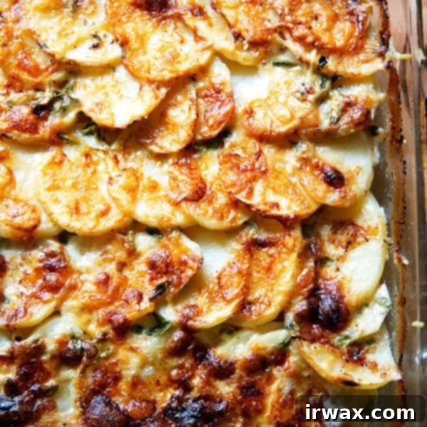 Το Πατατογρατέν της Alice Waters 14 Μόλις ψημένο gratin πατάτας στο ταψί του.