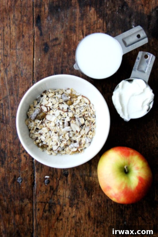 Σπιτικό Μούσλι 9 Υλικά για την παρασκευή Bircher μούσλι.