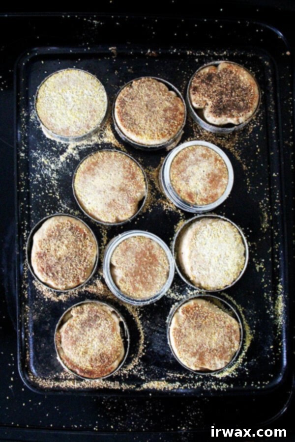 100% Ολικής Άλεσης Αγγλικά Μάφινς 7 English muffins που ψήνονται σε πλάκα ψησίματος, δεύτερη πλευρά