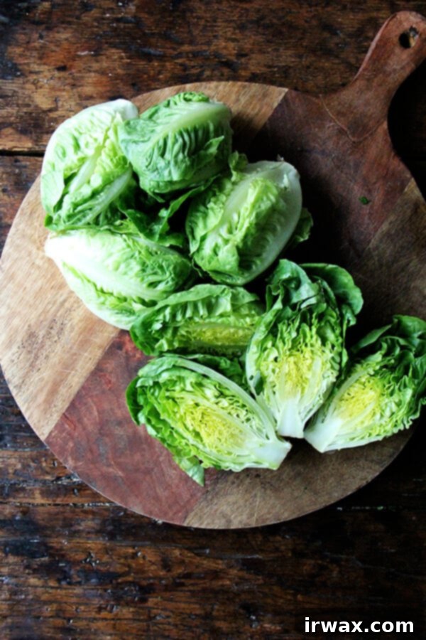 Τραγανά Μαρούλια με Σάλτσα Πράσινης Θεάς Chez Panisse 4 μαρούλια little gem