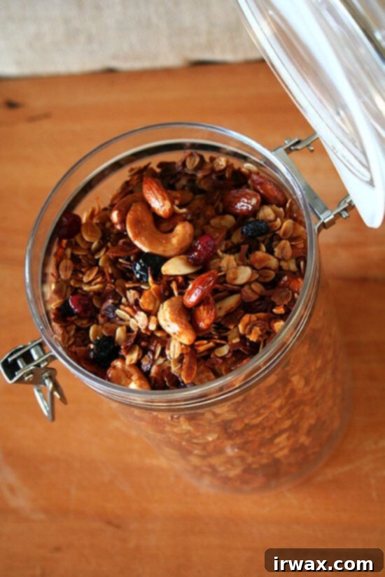 This homemade granola is delectable. The base recipe has been adapted from the Barefoot Contessa and the candied nut recipe comes from one of the Moosewood cookbooks. With the addition of dried cranberries and blueberries, this granola makes the best breakfast/snack/lunch/dinner ever. Seriously. // alexandracooks.com This homemade granola is delectable. The base recipe has been adapted from the Barefoot Contessa and the candied nut recipe comes from one of the Moosewood cookbooks. With the addition of dried cranberries and blueberries, this granola makes the best breakfast/snack/lunch/dinner ever. Seriously. // alexandracooks.com