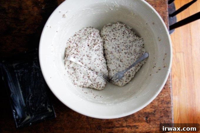 Φρυγανιστό Ψωμί Κινόας και Λιναρόσπορου 6 Quinoa-flax dough divided into 2 portions.