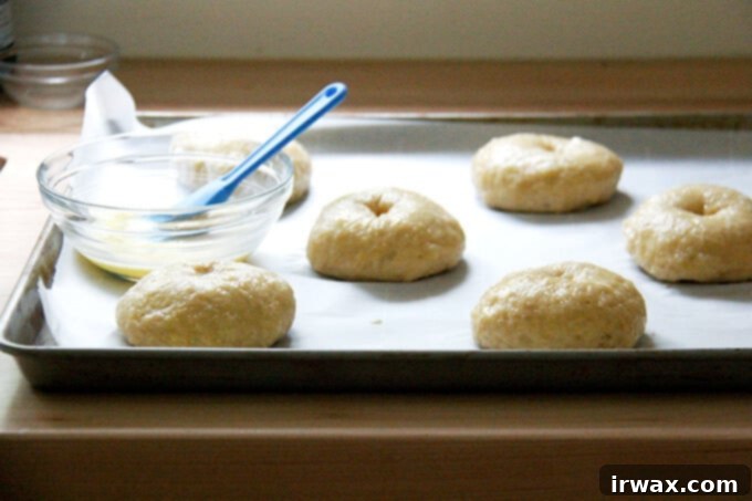 Πανεύκολα Μαστιχωτά Σπιτικά Μπέιγκελς 16 Bagels αλειμμένα με αυγό.