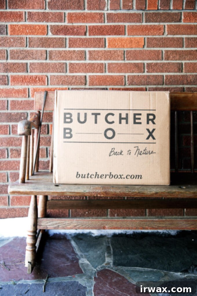 Ένα κουτί ButcherBox που παραδίδεται