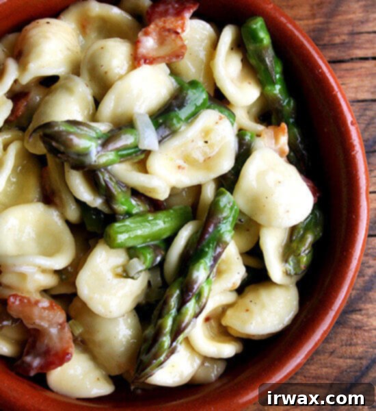 Orecchiette Carbonara με Σπαράγγια Το Δεύτερο Πιο Εύκολο Καθημερινό Δείπνο 2 καρμπονάρα orecchiette