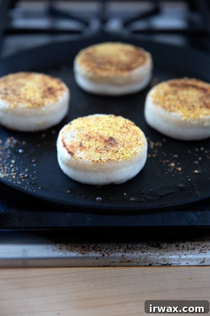 Σπιτικά Προζυμένια Αγγλικά Μάφιν 29 Ψήσιμο English muffins σε τηγάνι - Πλευρά 2