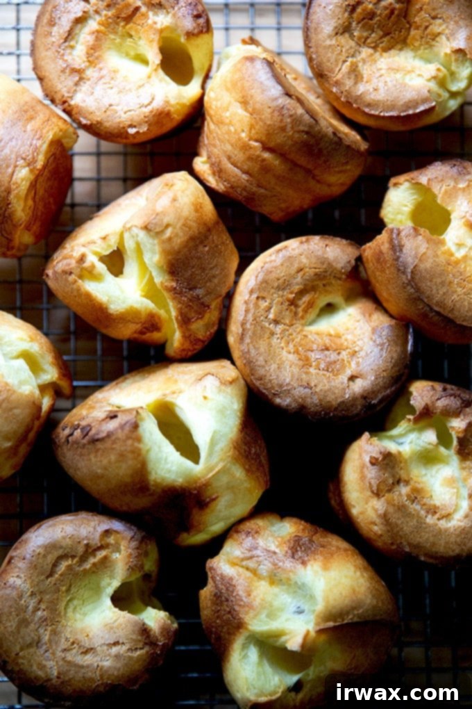Φουσκωτά Γιορκσάιρ 11 Popovers που ψύχονται σε σχάρα ψύξης.